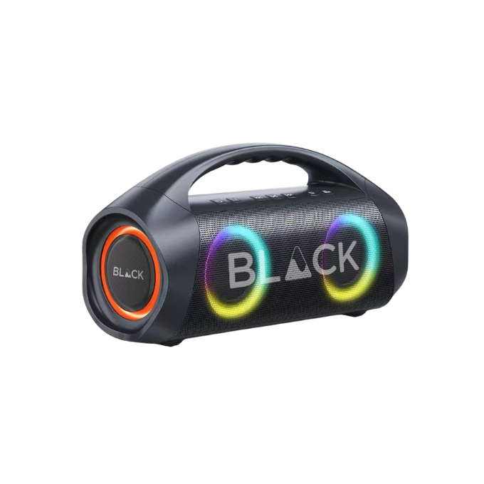 BLACK BassBoom Wireless Bluetooth Speaker, 60W, Optional Microphone, Up to 10H Playtime, 1 Yr Warranty BLACK BassBoom Wireless Bluetooth Speaker, 60W, Optional Microphone, Up to 10H Playtime, 1 Yr Warranty